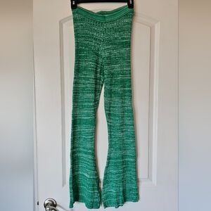 Beginning Boutique Green/White Knit Flare Pants size 6